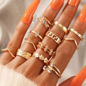 12pcs Rhinestone Ring Set